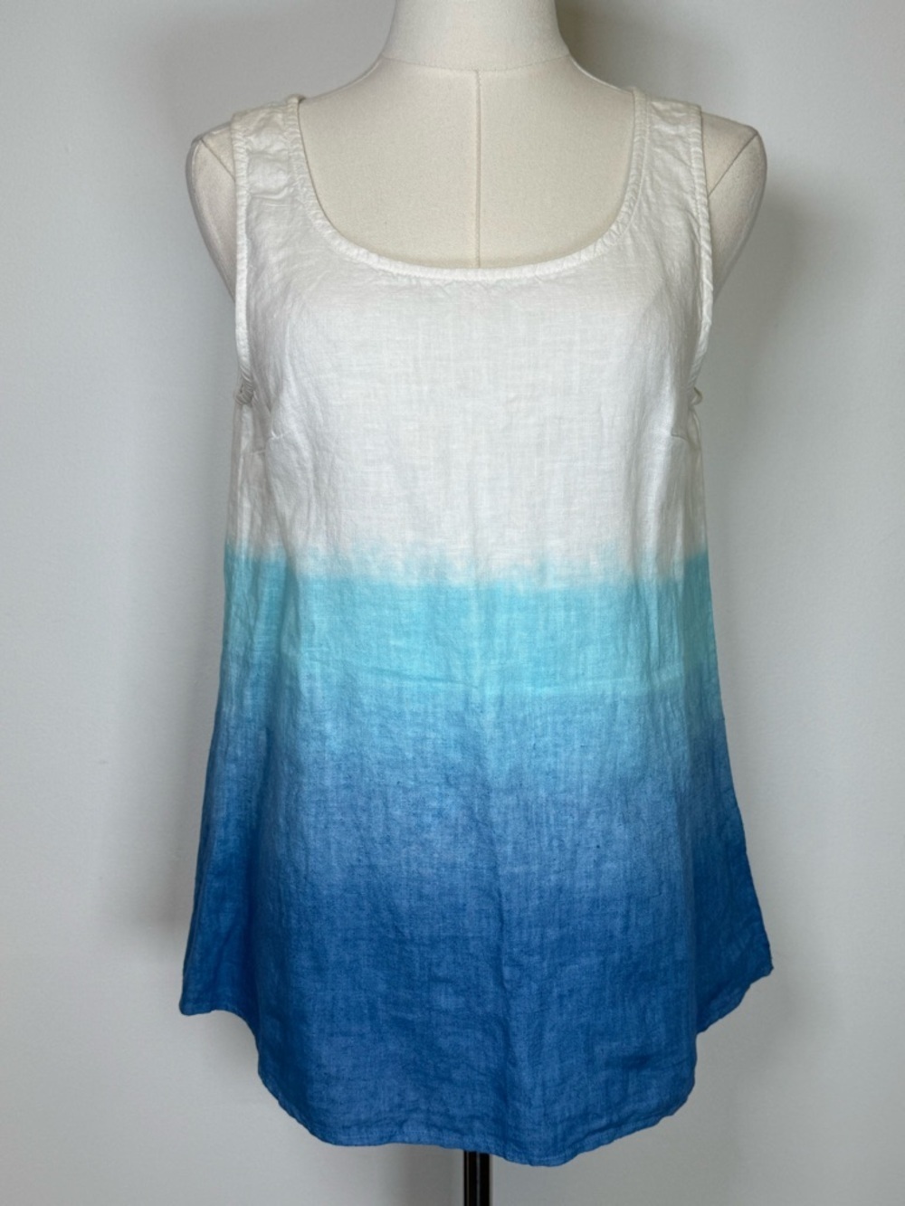 Grand Greece 100% Linen Sleeveless A-line Top Ombré Blue Women’s Medium NWOT